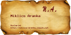 Miklics Aranka névjegykártya